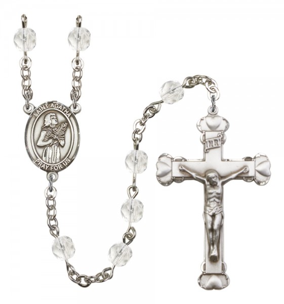 Women's St. Agatha Birthstone Rosary - Crystal