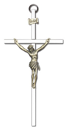 Classic Crucifix 6&quot; - Two-Tone Silver