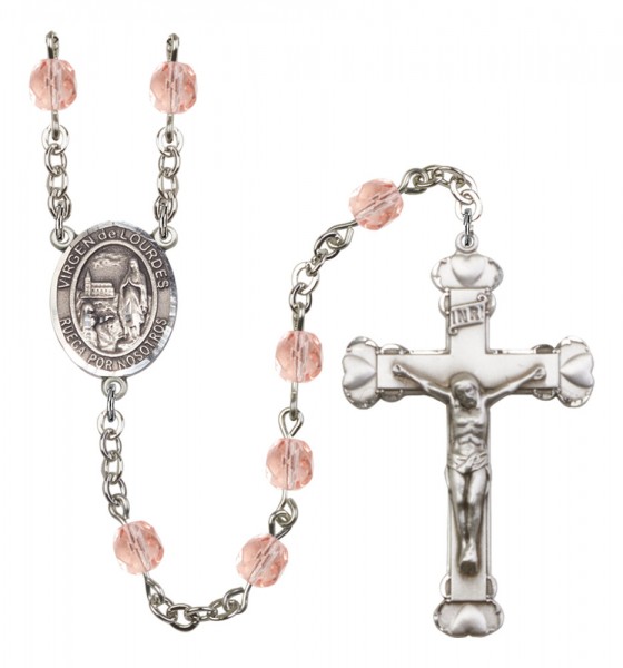 Women's Virgen del Lourdes Birthstone Rosary - Pink