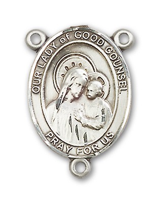 Our Lady of Good Counsel Rosary Centerpiece Sterling Silver or Pewter - Sterling Silver