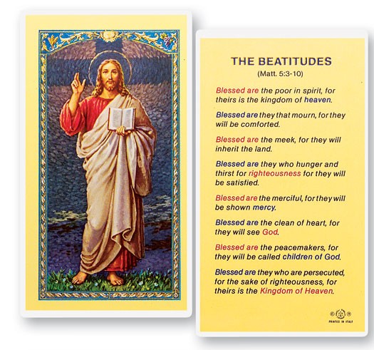The Beatitudes Laminated Prayer Card - 25 Cards Per Pack .80 per card