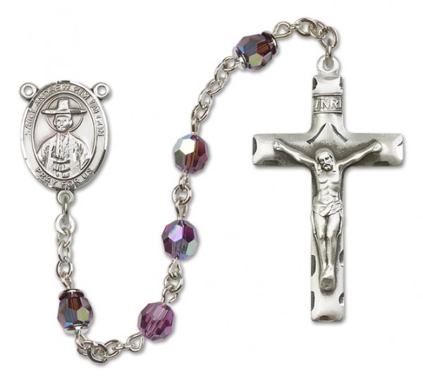 St. Andrew Kim Taegon Rosary -Heirloom Squared Crucifix - Amethyst