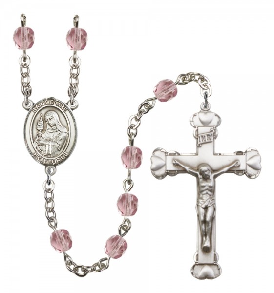 Women's St. Clare of Assisi Birthstone Rosary - Light Amethyst