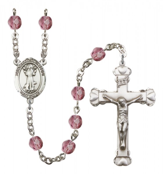 Women's St. Francis of Assisi Birthstone Rosary - Amethyst
