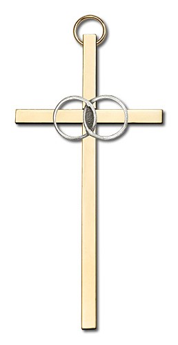 Wedding Rings Cross 4&quot; - Two-Tone Gold