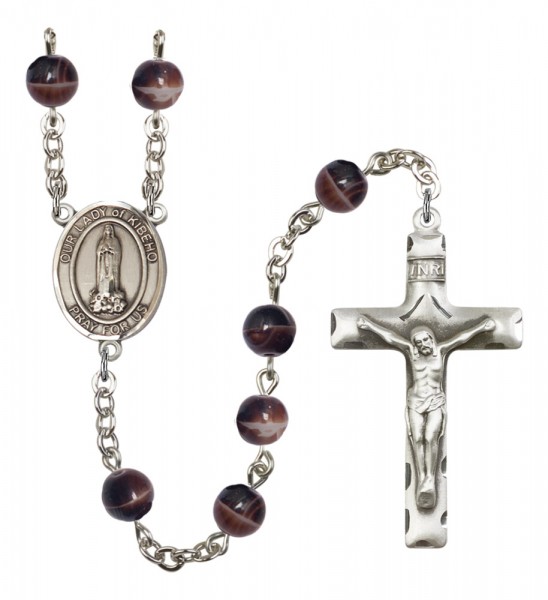 Men's Our Lady of Kibeho Silver Plated Rosary - Brown