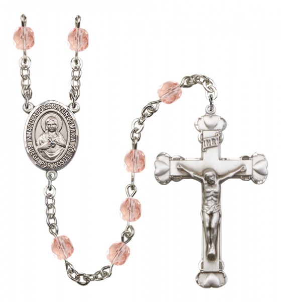 Women's Corazon Inmaculado de Maria Birthstone Rosary - Pink