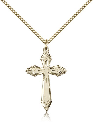 Cross Necklace with Layered Tips - 14KT Gold Filled