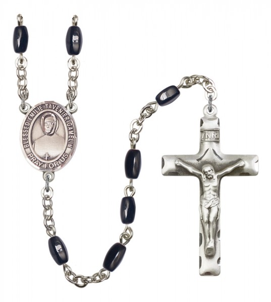 Men's Blessed Emilie Tavernier Gamelin Silver Plated Rosary - Black | Silver