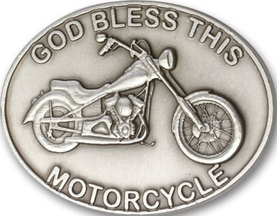 God Bless This Motorcycle Visor Clip - Antique Silver