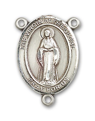 Virgin of the Globe Rosary Centerpiece Sterling Silver or Pewter - Sterling Silver