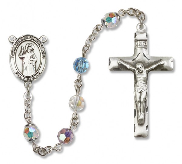 St. John of Capistrano Sterling Silver Heirloom Rosary Squared Crucifix - Multi-Color