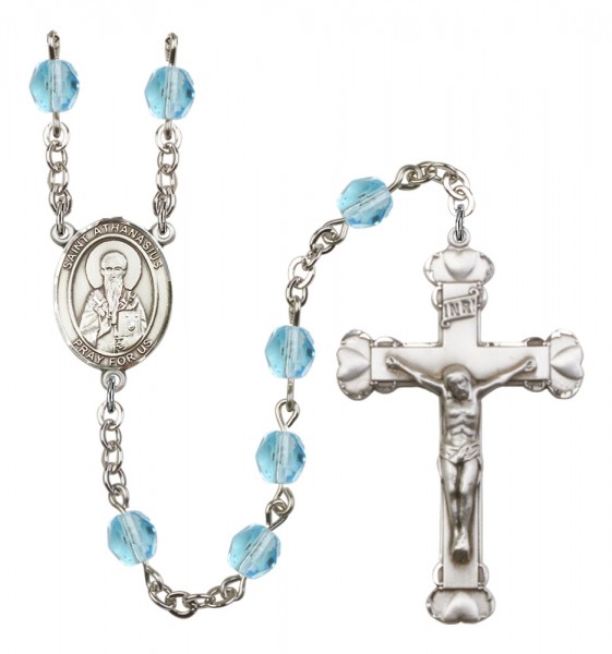 Women's St. Athanasius Birthstone Rosary - Aqua