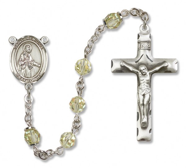 St. Remigius Sterling Silver Heirloom Rosary Squared Crucifix - Jonquil