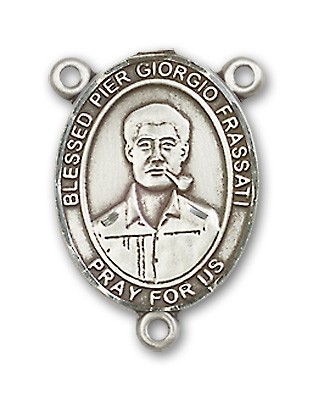Blessed Pier Giorgio Frassati Rosary Centerpiece Sterling Silver or Pewter - Sterling Silver