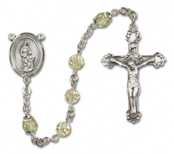 St. Anne Sterling Silver Heirloom Rosary Fancy Crucifix - Zircon
