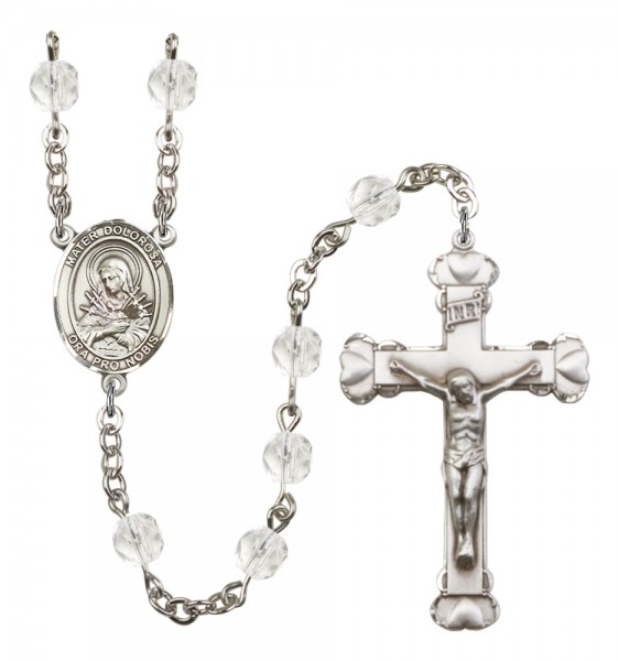 Women's Mater Dolorosa Birthstone Rosary - Crystal