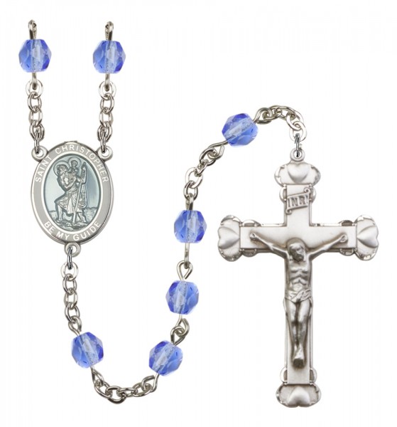 Women's St. Christopher Birthstone Rosary - Sapphire