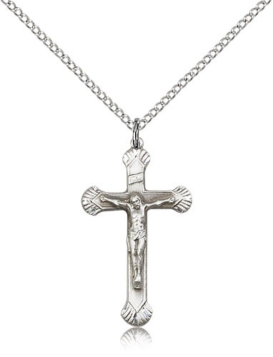Shell Tip Sterling Crucifix Necklace - Sterling Silver