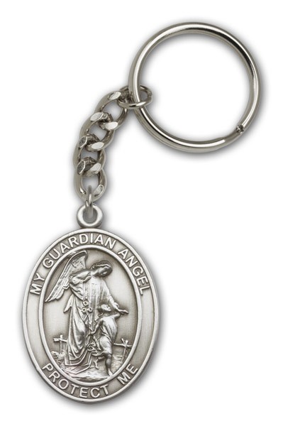 Guardian Angel Keychain - Antique Silver