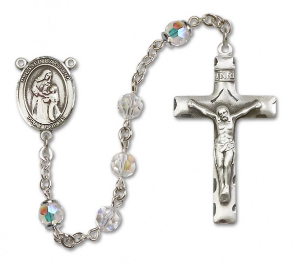 Blessed Caroline Gerhardinger Sterling Silver Heirloom Rosary Squared Crucifix - Crystal
