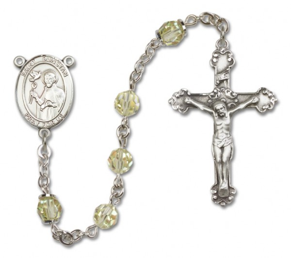 St. Dunstan Sterling Silver Heirloom Rosary Fancy Crucifix - Zircon