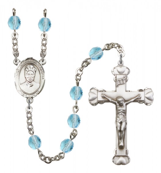 Women's St. Josephine Bakhita Birthstone Rosary - Aqua