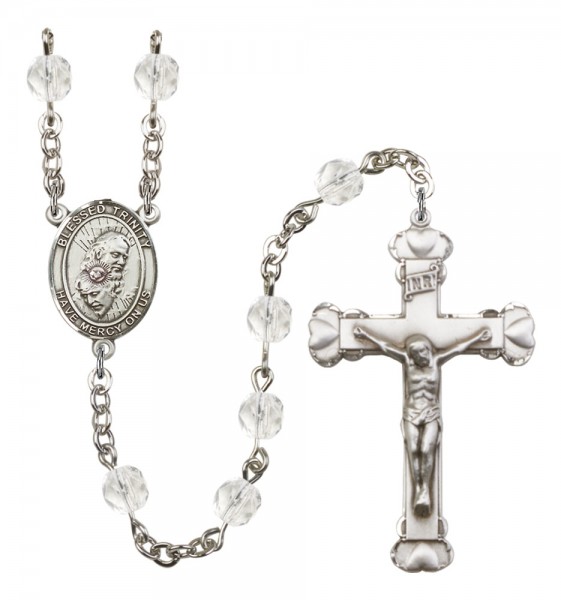 Women's Blessed Trinity Birthstone Rosary - Crystal