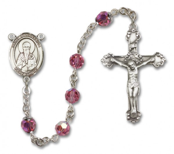 St. Athanasius Sterling Silver Heirloom Rosary Fancy Crucifix - Rose
