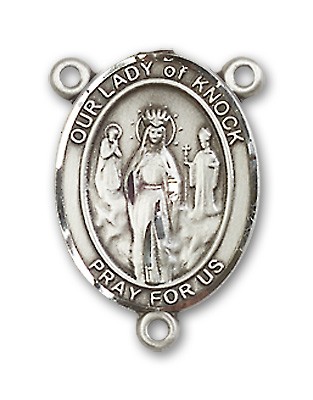 Our Lady of Knock Rosary Centerpiece Sterling Silver or Pewter - Sterling Silver