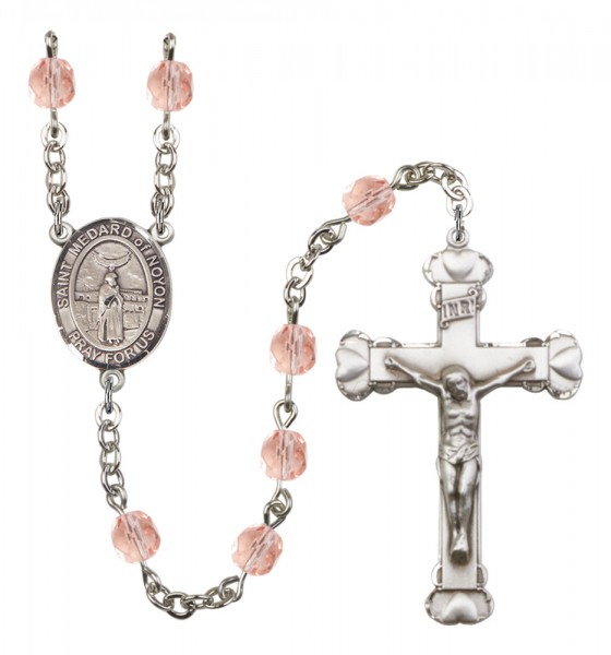 Women's St. Medard of Noyon Birthstone Rosary - Pink