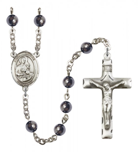 Men's St. Gerard Majella Silver Plated Rosary - Gray