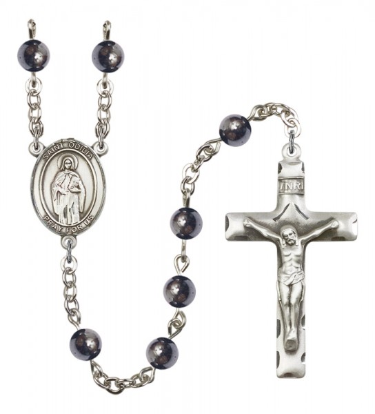 Men's St. Odilia Silver Plated Rosary - Gray