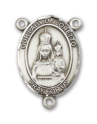 Our Lady of Loretto Rosary Centerpiece Sterling Silver or Pewter - Sterling Silver