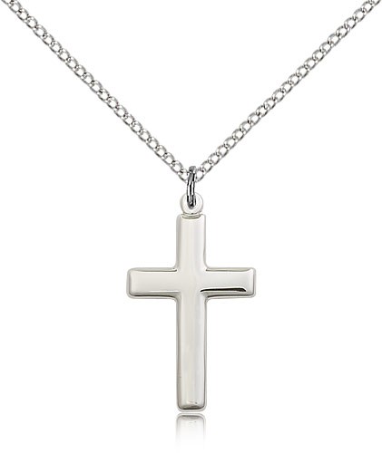 Women's Blockline Cross Medal - Sterling Silver