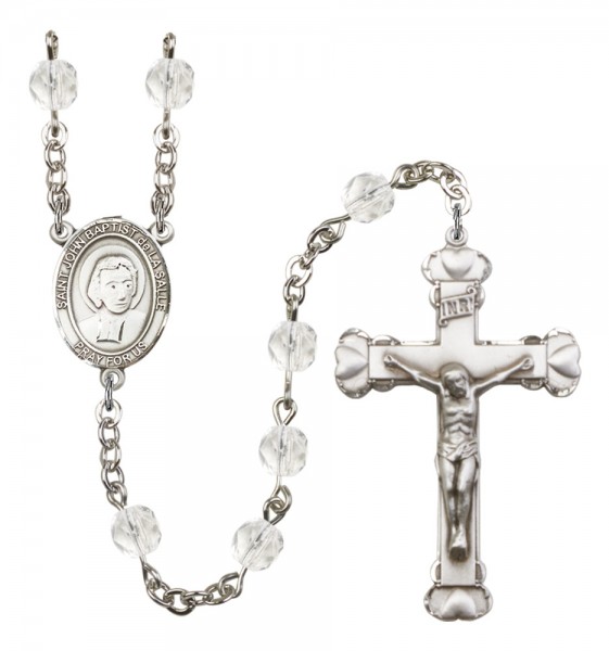 Women's St. John Baptist de la Salle Birthstone Rosary - Crystal