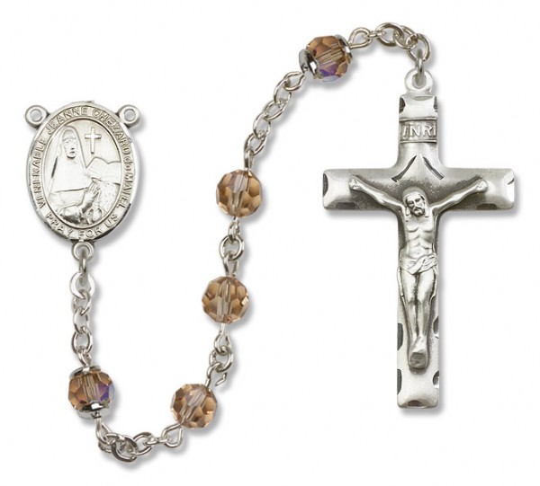 Jeanne Chezard de Matel Sterling Silver Heirloom Rosary Squared Crucifix - Topaz