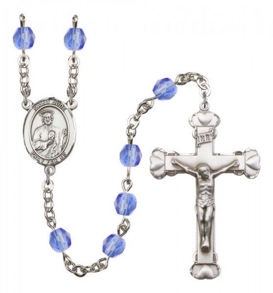 Women's St. Jude Thaddeus Birthstone Rosary - Sapphire