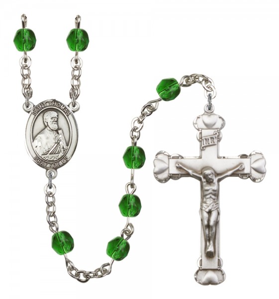 Women's St. Thomas the Apostle Birthstone Rosary - Emerald Green