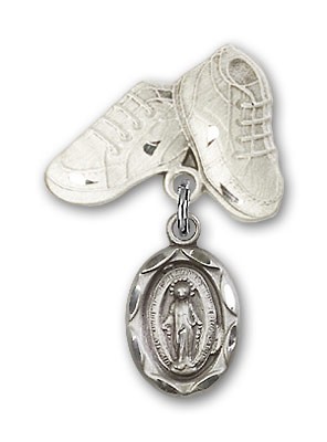Baby Pin with Miraculous Charm and Baby Boots Pin - Silver tone