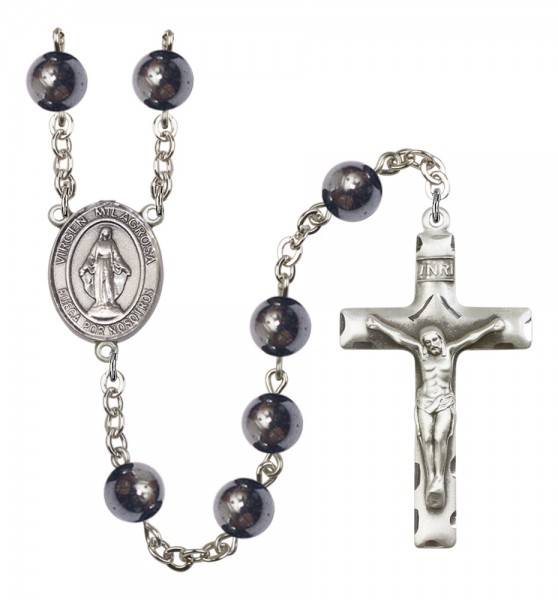 Men's Virgen Milagrosa Silver Plated Rosary - Silver