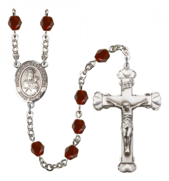 Women's Our Lady of Czestochowa Birthstone Rosary - Garnet