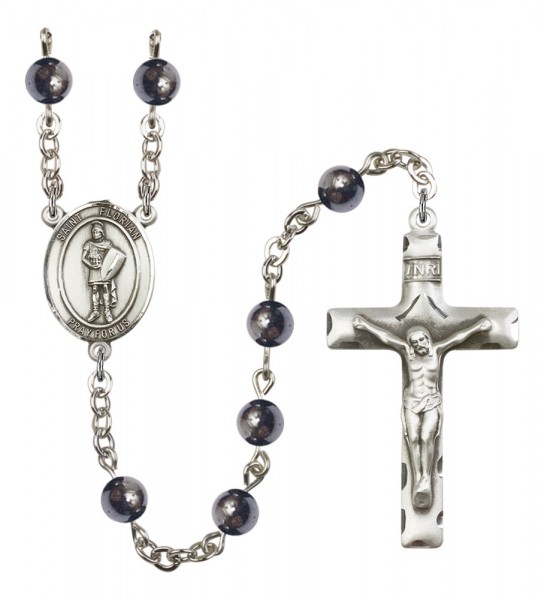 Men's St. Florian Silver Plated Rosary - Gray