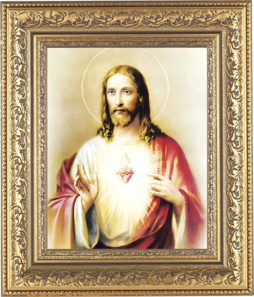 Sacred Heart of Jesus 8x10 Framed Print Under Glass - #115 Frame