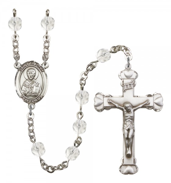 Women's St. Timothy Birthstone Rosary - Crystal