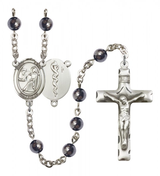 Men's St. Luke the Apostle Doctor Silver Plated Rosary - Gray