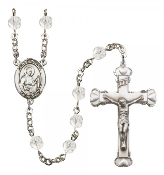 Women's St. Camillus of Lellis Birthstone Rosary - Crystal