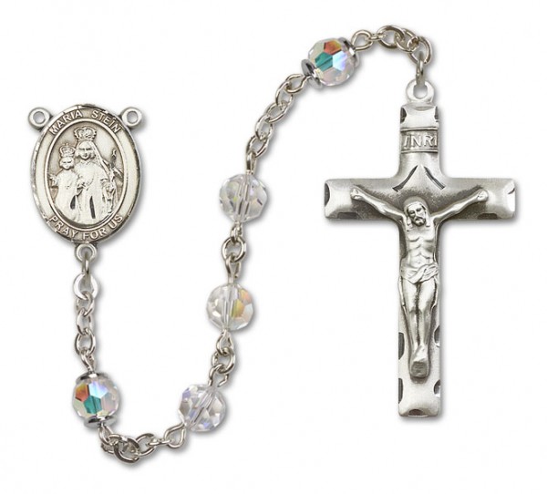 Maria Stein Sterling Silver Heirloom Rosary Squared Crucifix - Crystal