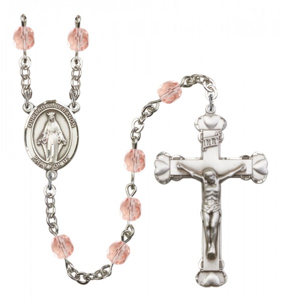 Women's Our Lady of Lebanon Birthstone Rosary - Pink