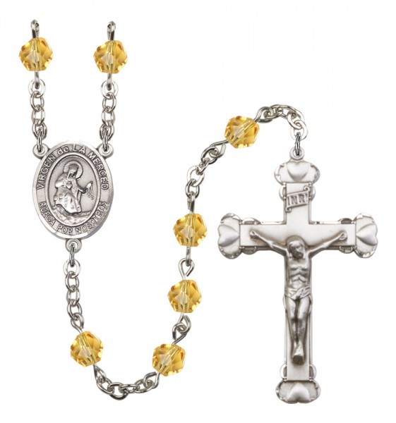 Women's Virgen de la Merced Birthstone Rosary - Topaz